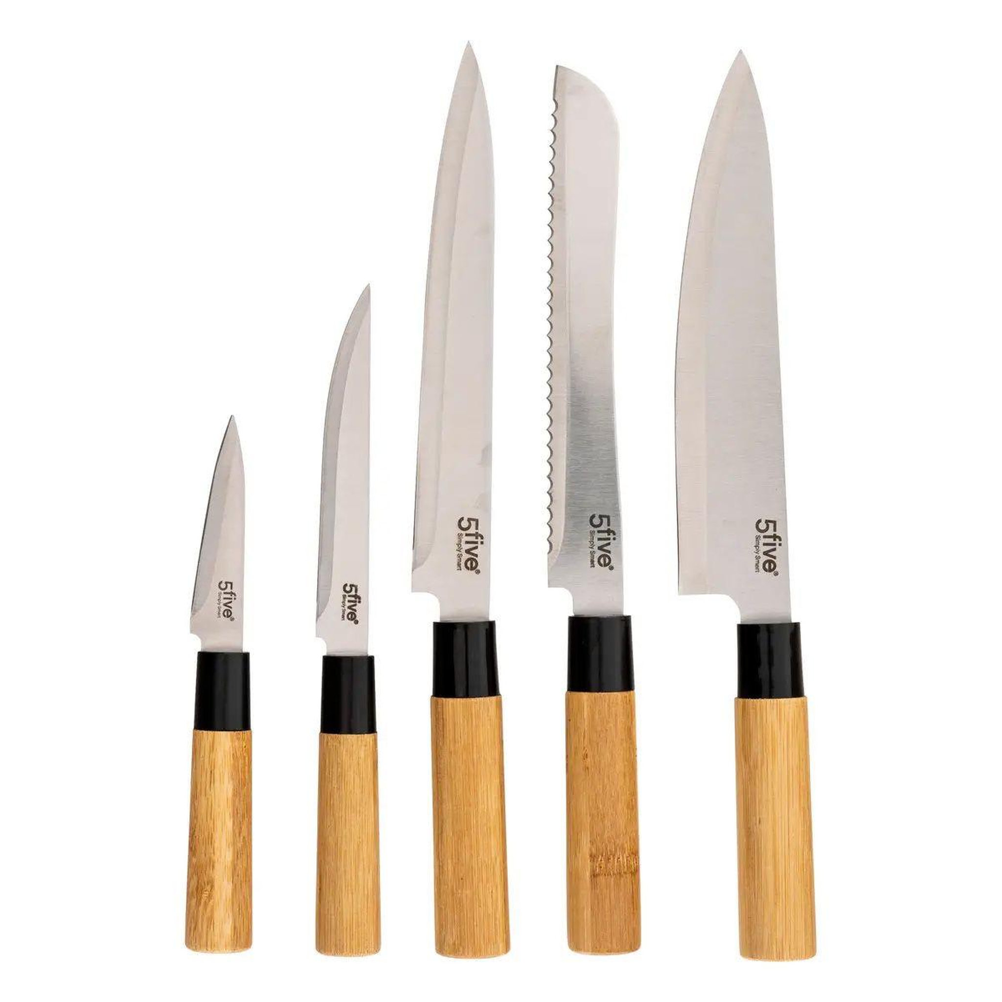 Voir la diapositive 4 : FIVE Bloc couteaux & ustensiles  blackbamboo  35cm naturel