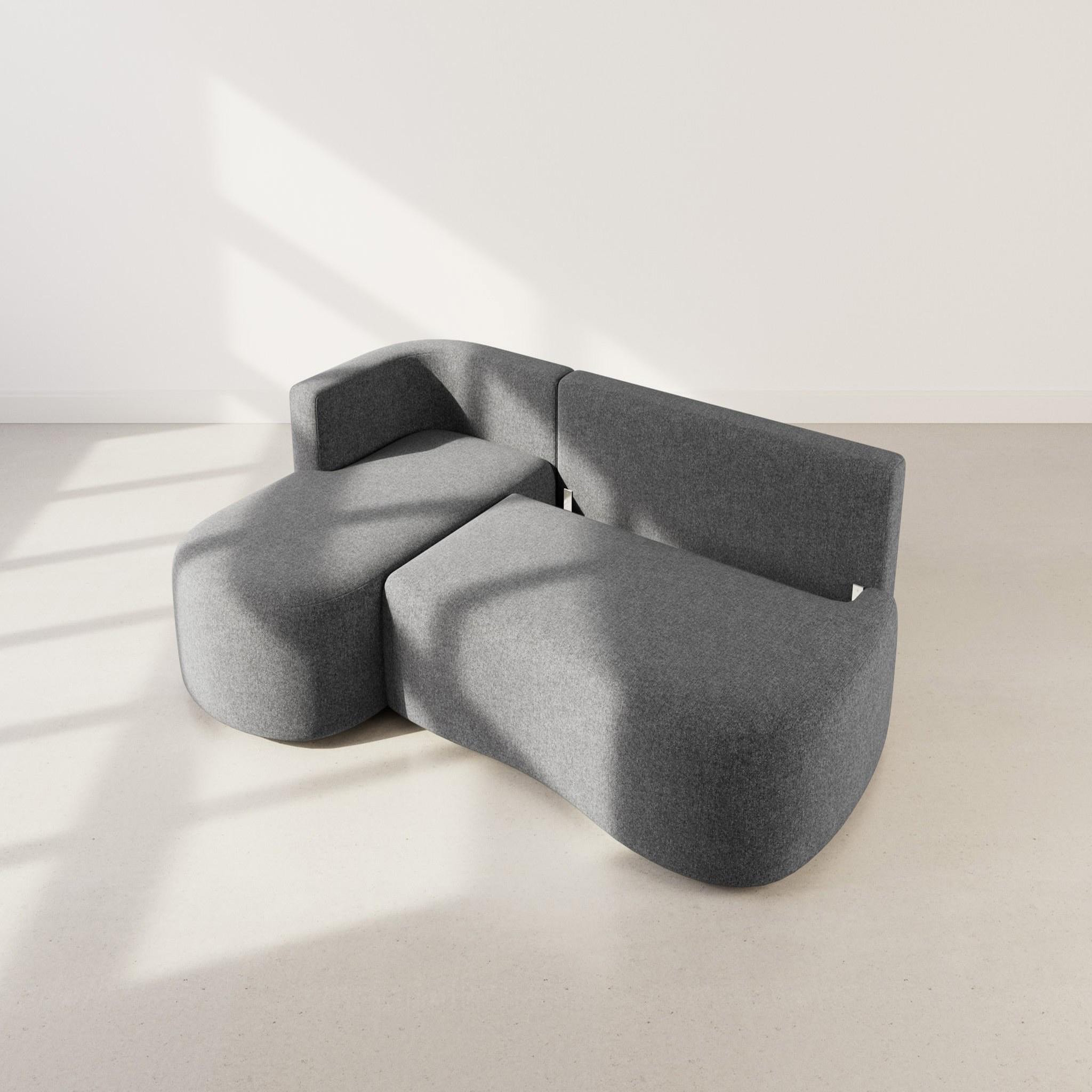 Voir la diapositive 3 : BEST MOBILIER Mahina - canapé d'angle gauche 4 places convertible avec coffre en tissu texturé