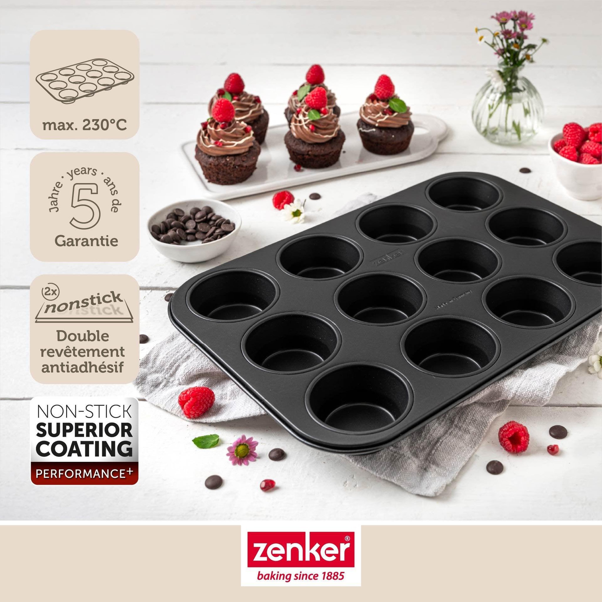 Voir la diapositive 5 : ZENKER Moule à muffins 12 empreintes 38 x 26 cm zenker perfect black