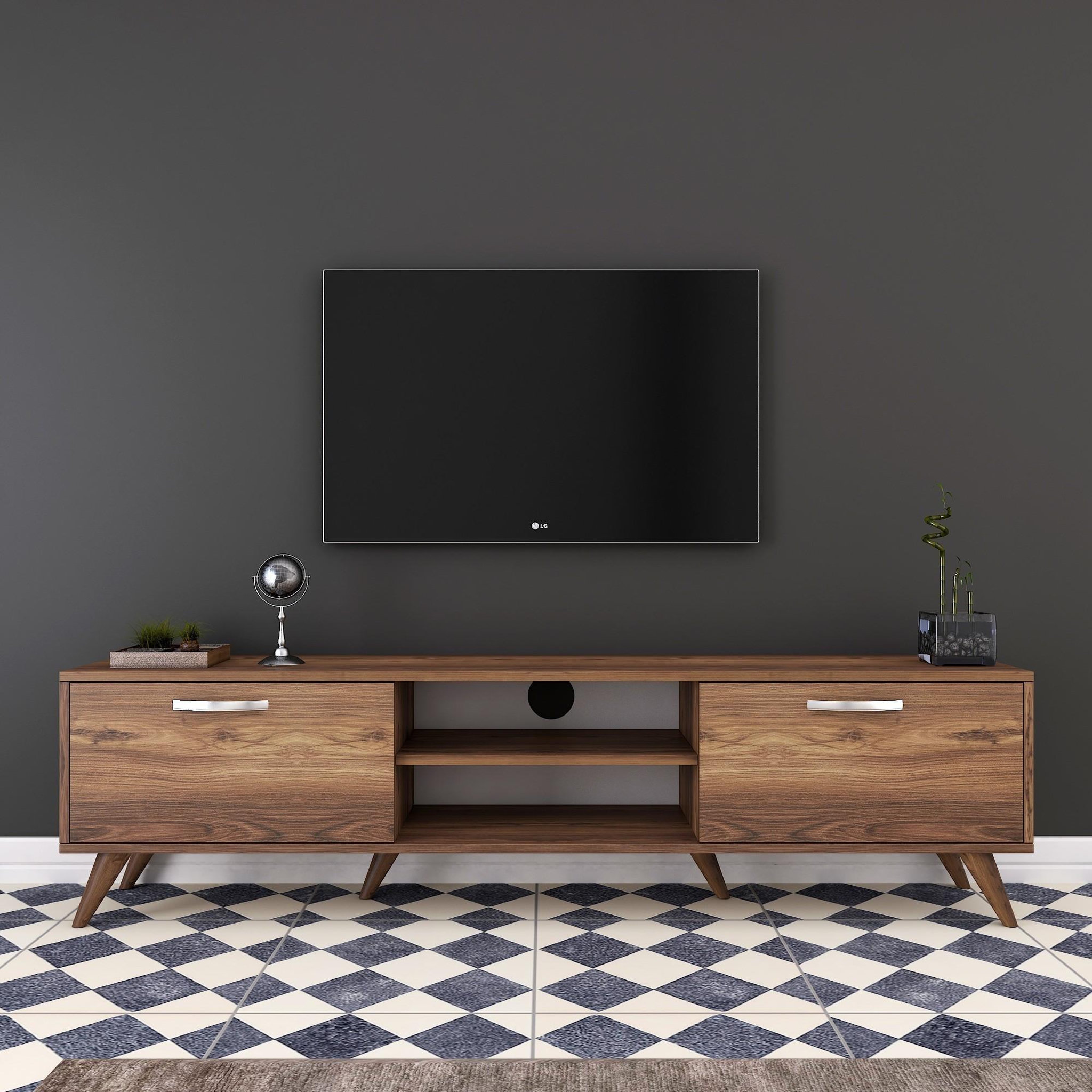 Voir la diapositive 4 : Habitat et Jardin Meuble tv en bois  atik  - 180 x 35 x 48 cm - marron