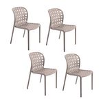 TOILINUX Lot de 4 chaises de jardin en polypropylène Sienne. Coloris disponibles : Gris