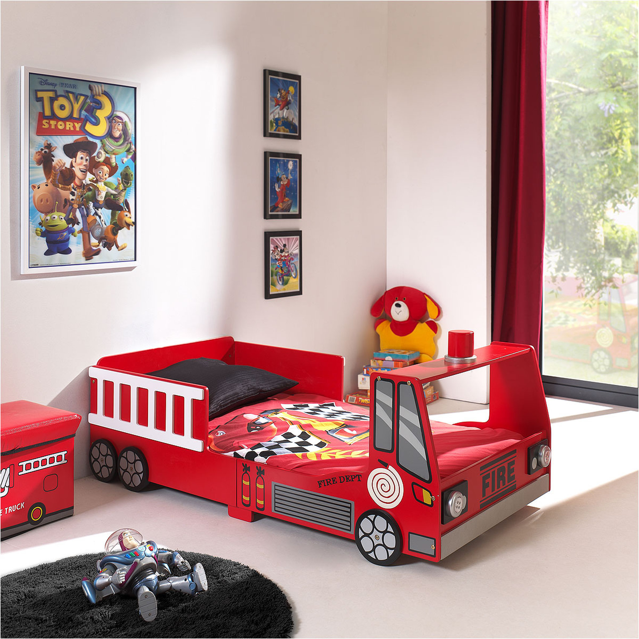 Voir la diapositive 2 : Lit enfant voiture Camion de pompier 70 x 140 cm
