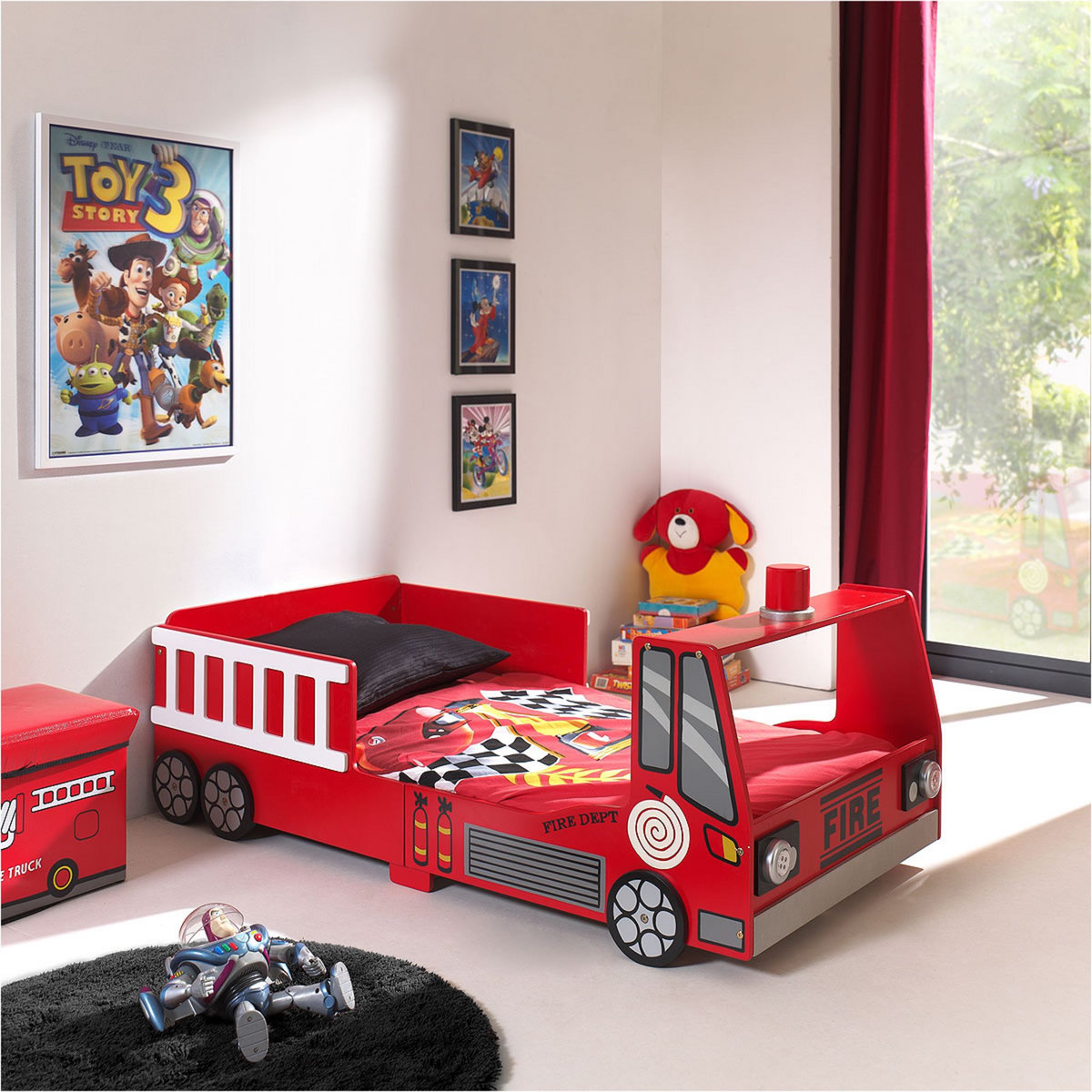 Lit enfant voiture Camion de pompier 70 x 140 cm