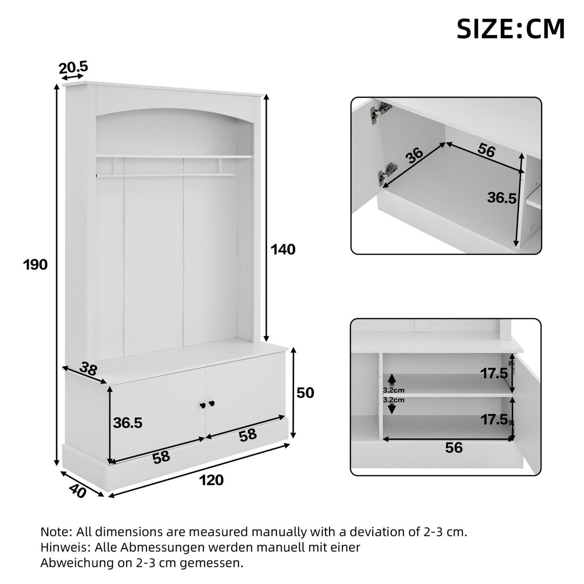 MERAX Meuble d'entrée coloris blanc panneaux de particules