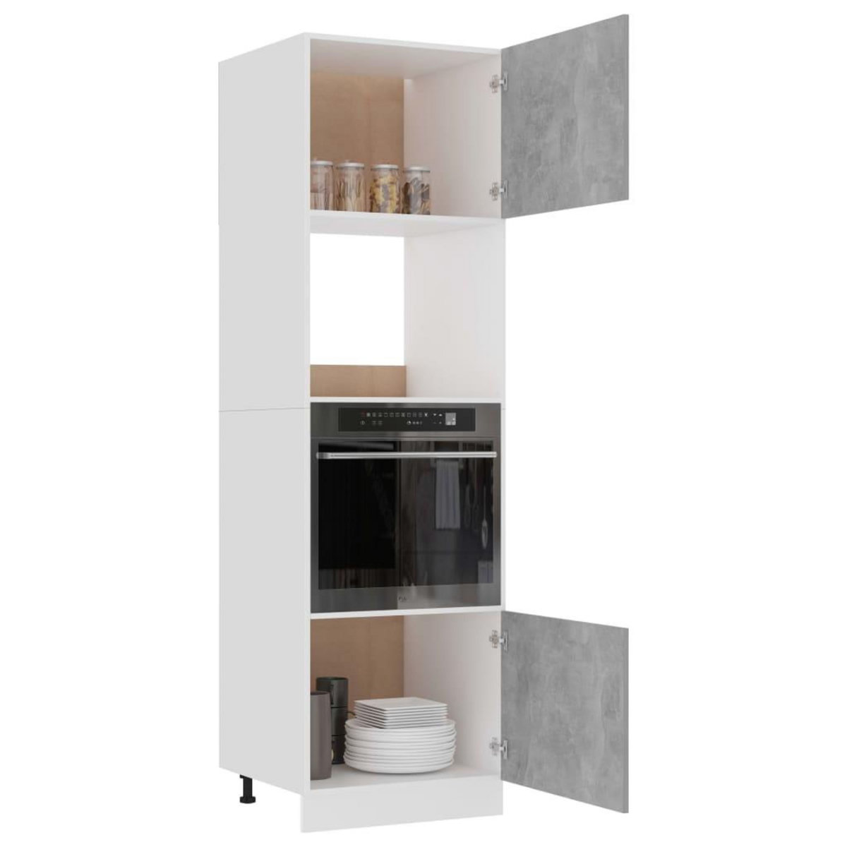 VIDAXL Armoire a micro-ondes Gris beton 60x57x207 cm Bois d'ingenierie