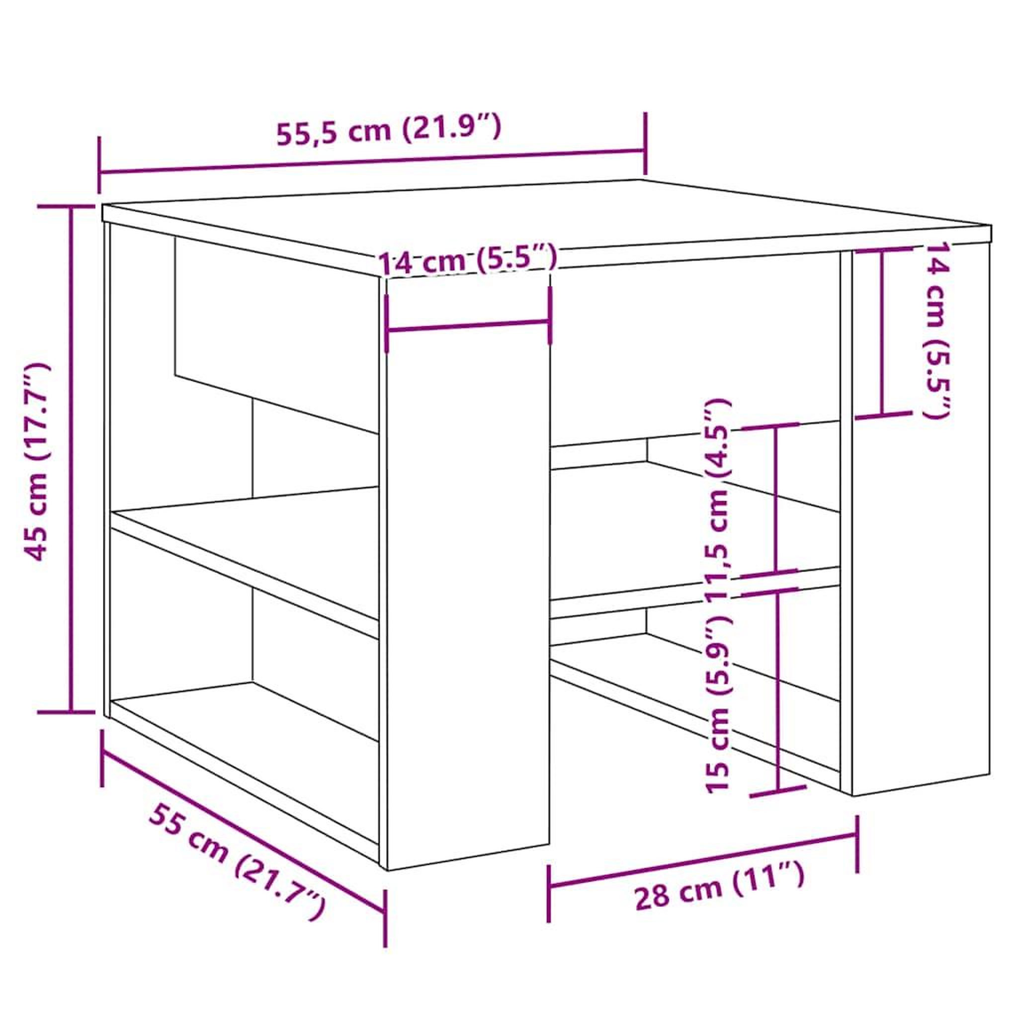 Voir la diapositive 6 : VIDAXL Table basse chene artisanal 55,5x55x45 cm bois d'ingenierie