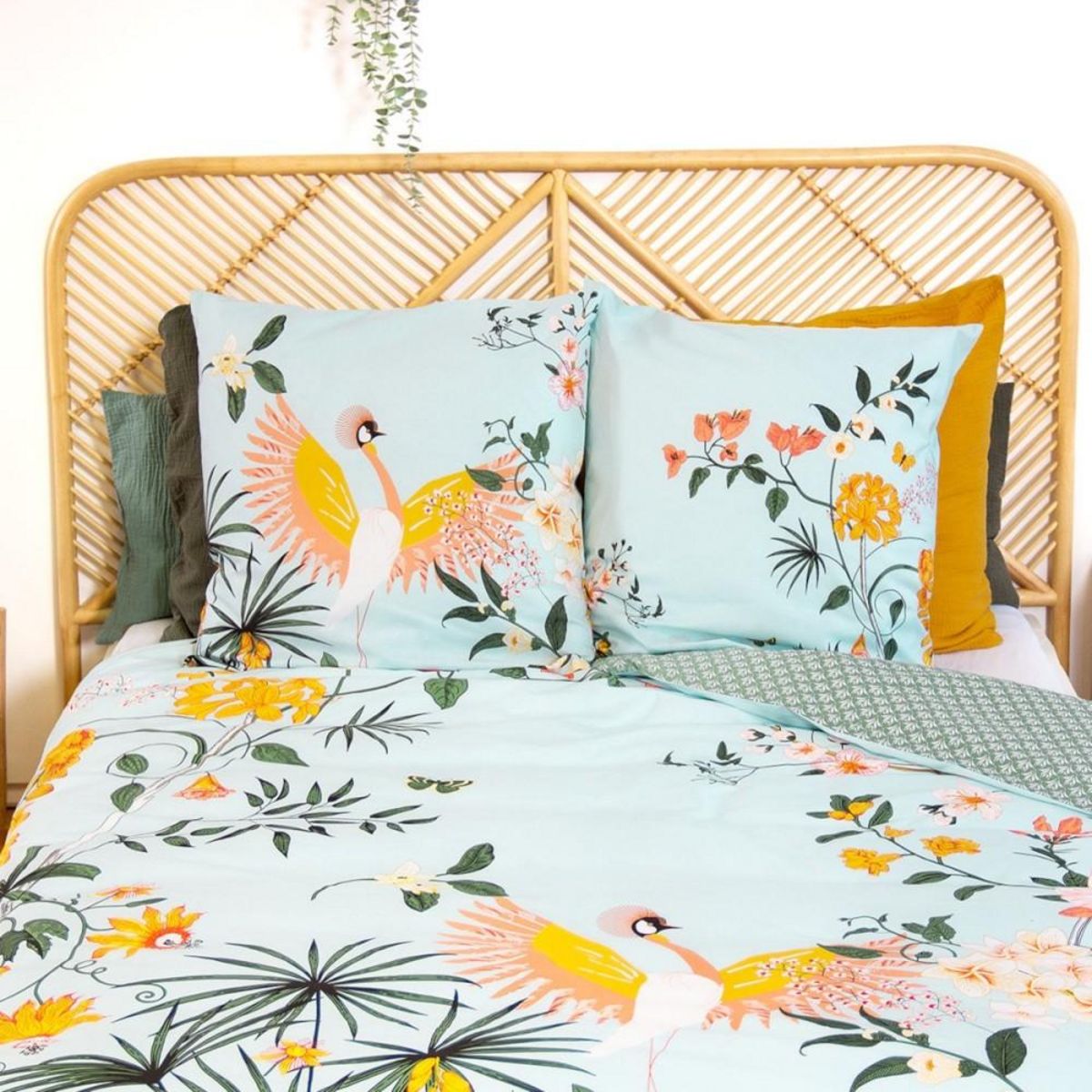 COTE DECO Housse de couette 240x220 KUSMI + 2 taies 100% coton adouci 57 fils/cm2