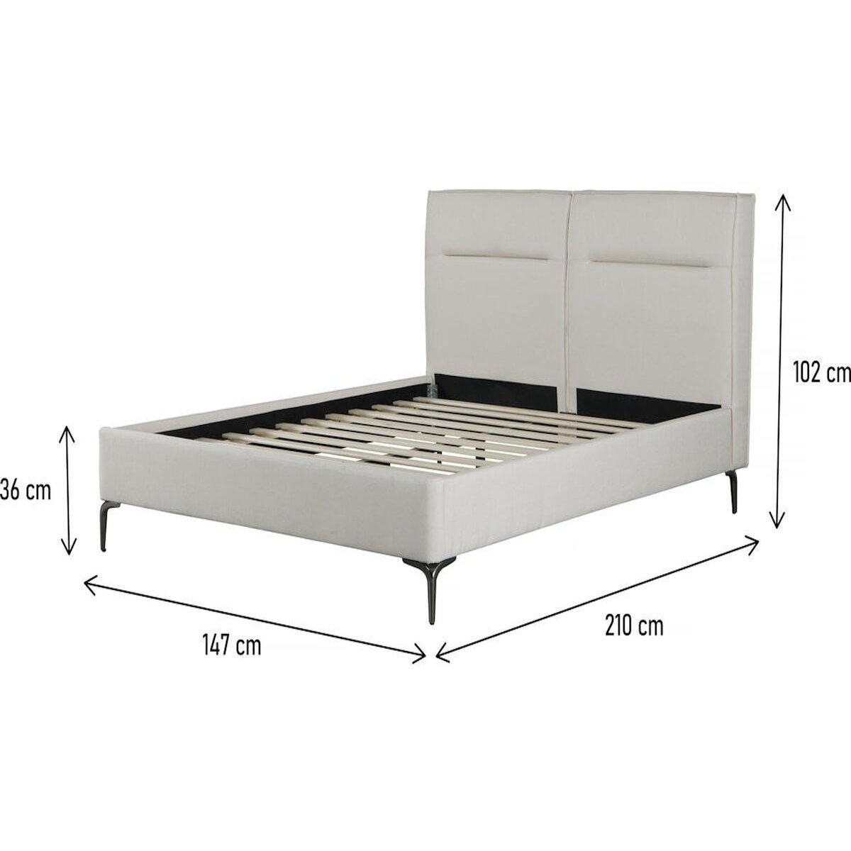 Habitat et Jardin Lit double en tissu design  Moritz  - 140 x 190 cm - Beige