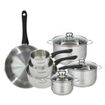 Fackelmann Set de 1 poêle 28 cm, 3 casseroles 12 16 20 cm et 3 faitouts 16, 20 et 24 cm en inox Fackelmann Geneva