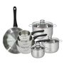 Voir la diapositive 1 : Fackelmann Set de 1 poêle 28 cm, 3 casseroles 12 16 20 cm et 3 faitouts 16, 20 et 24 cm en inox Fackelmann Geneva