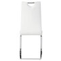 IDIMEX Lot de 4 chaises de salle à manger SABA avec poignée intégrée et piétement chromé, revêtement en synthétique blanc