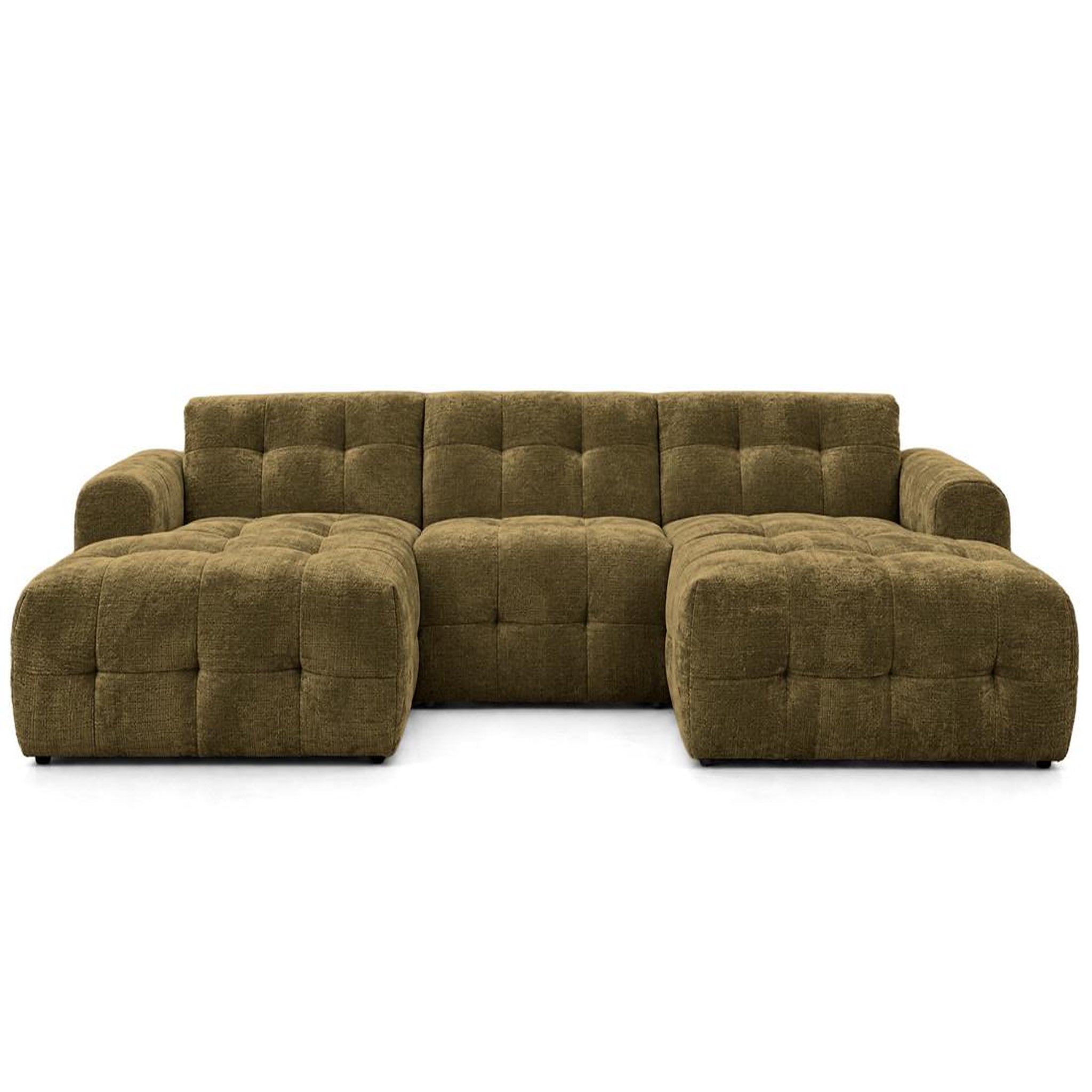 Voir la diapositive 1 : BEST MOBILIER Diane - canapé panoramique en u 6 places en velours texturé