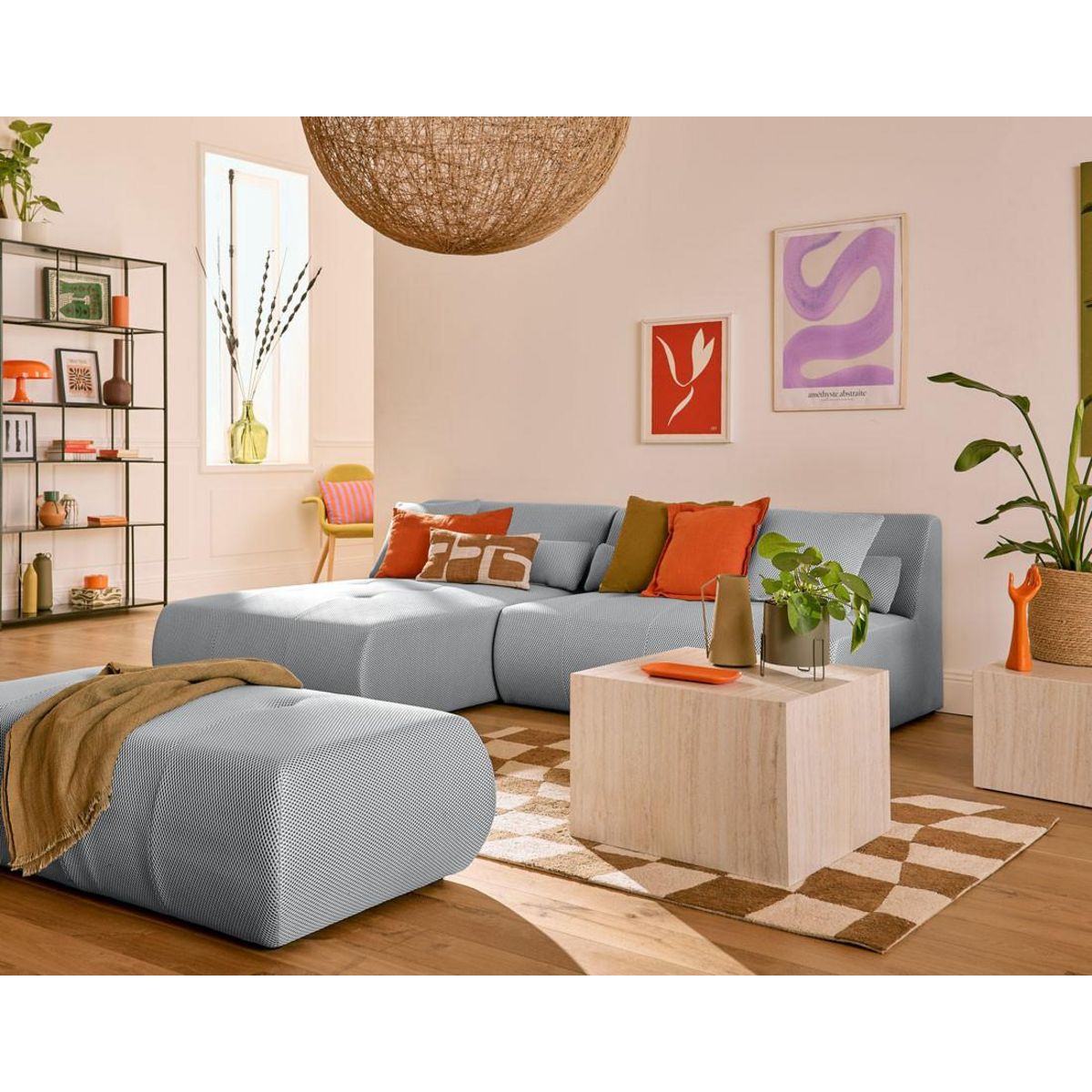 LISA DESIGN Onyx - canapé modulable d'angle réversible 4 places - en tissu mailles 3d