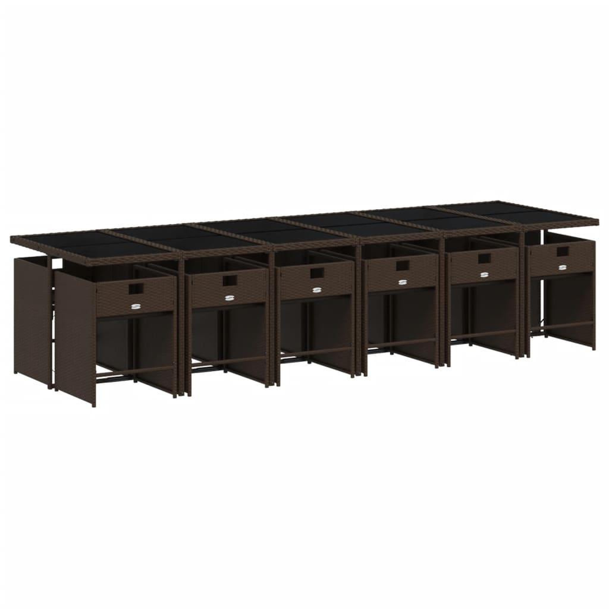 Voir la diapositive 3 : VIDAXL Ensemble a manger de jardin avec coussins 13 pcs marron rotin