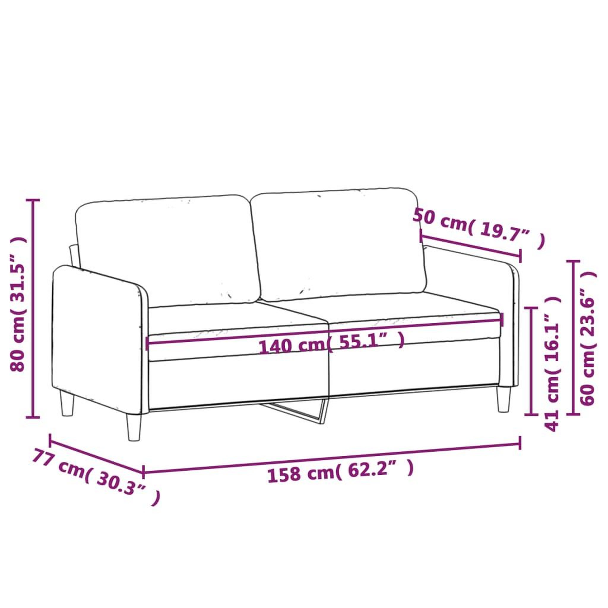 Voir la diapositive 6 : VIDAXL Canape a 2 places Marron 140 cm Velours