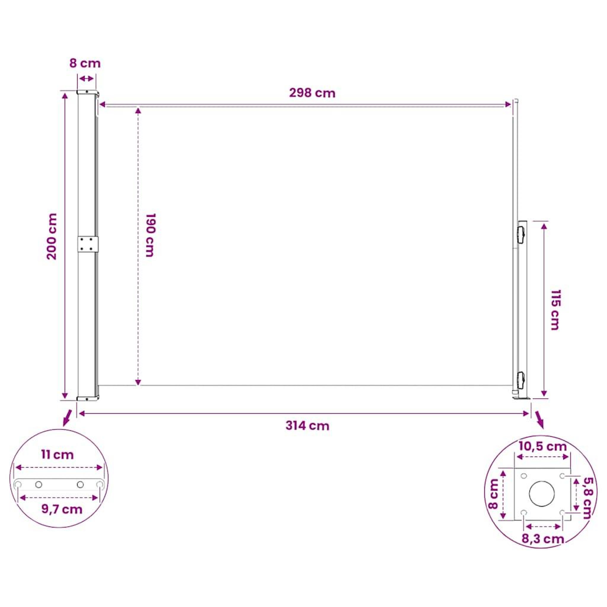 Voir la diapositive 6 : VIDAXL Auvent lateral retractable de patio 200x300 cm creme