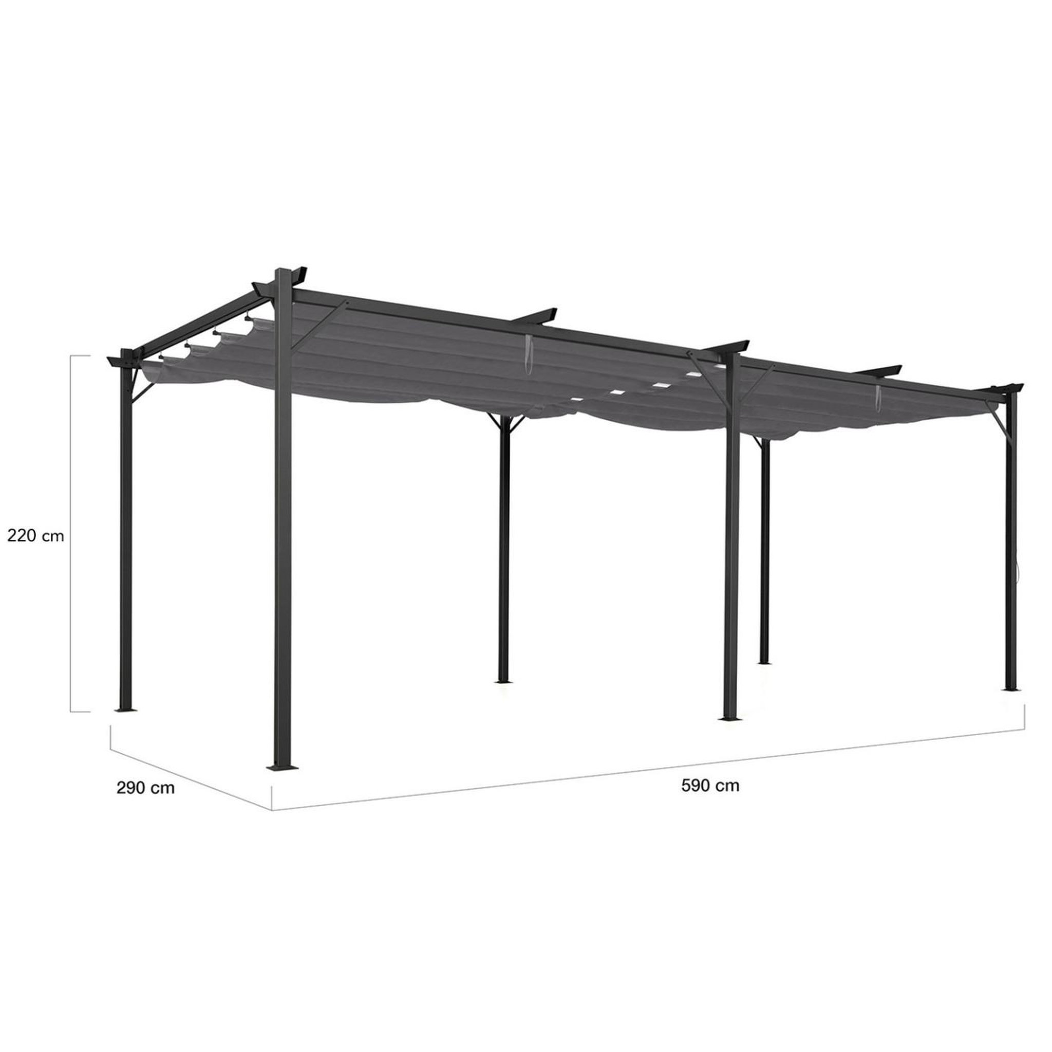Voir la diapositive 5 : ID MARKET Pergola toit rétractable 6 pieds 3x6 m tonnelle gris anthracite