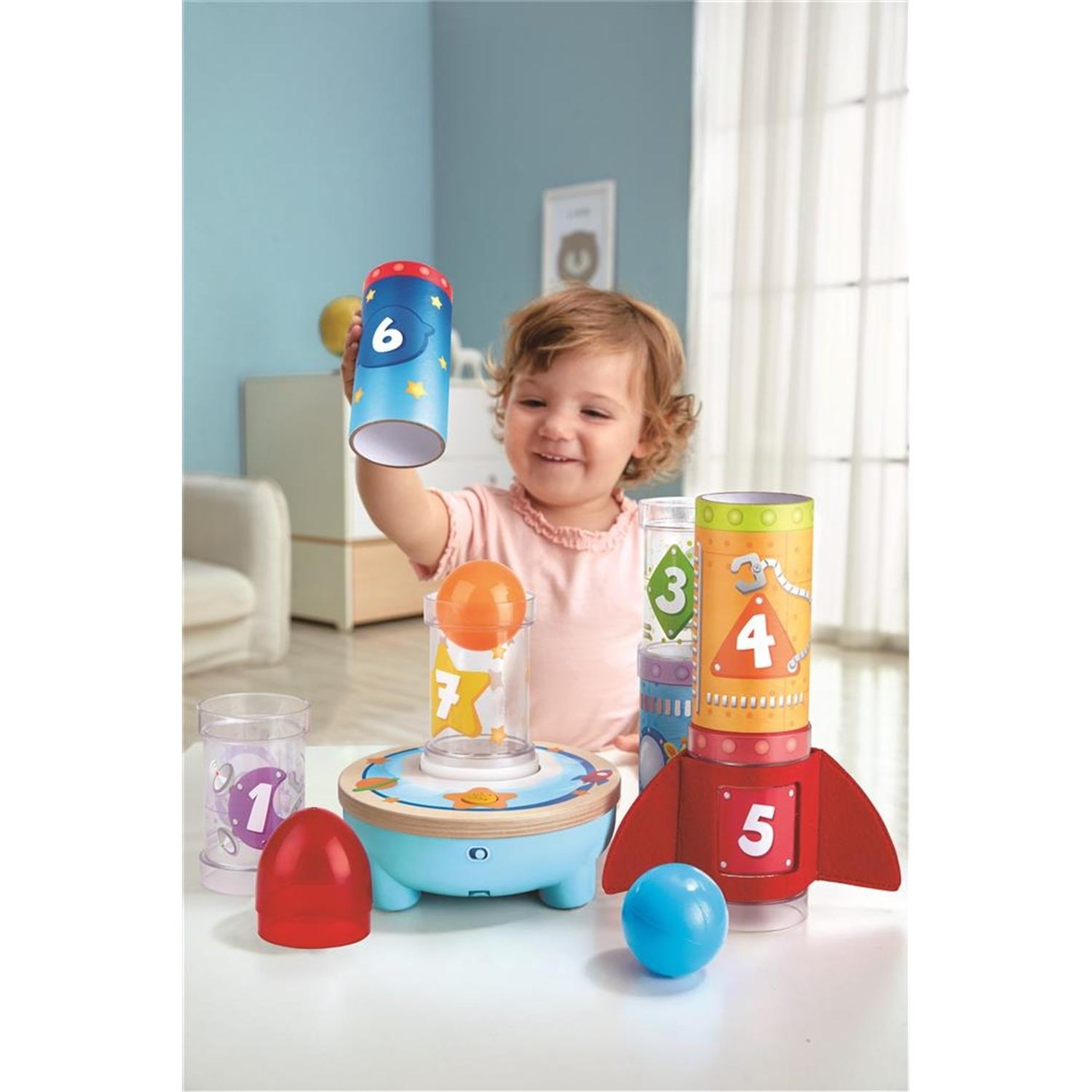 Voir la diapositive 2 : Hape Jeu d'empilage avec fusée et balle à air pulsé