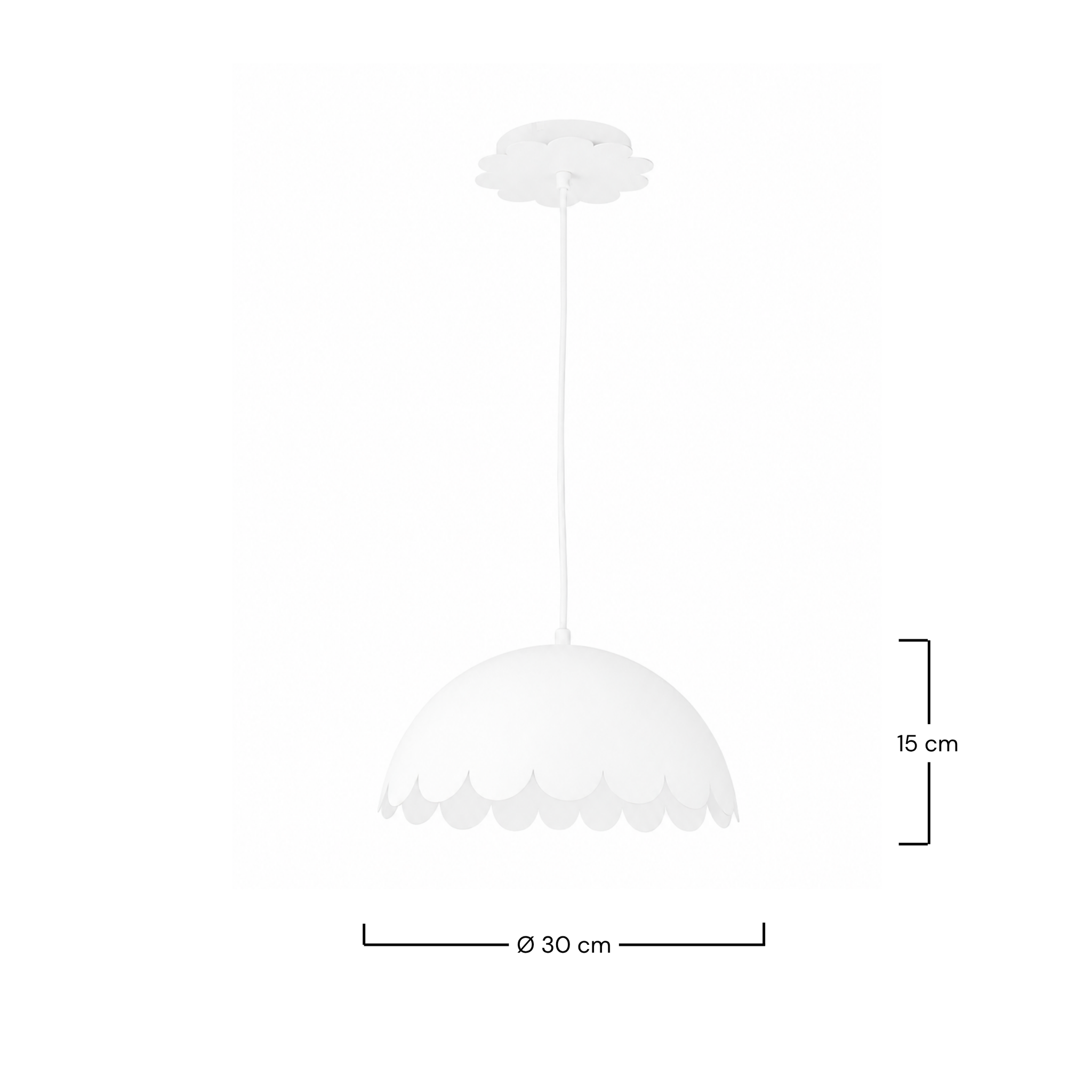 Voir la diapositive 4 : MAISON PAVANE Suspension en métal blanc D30 cm-Flow