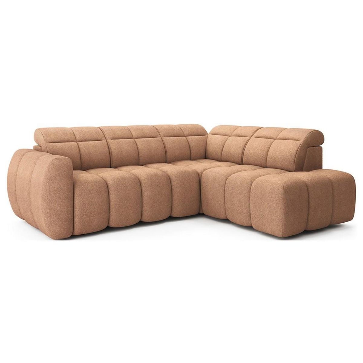 BEST MOBILIER Basile - canapé d'angle droit 4 places assise extensible électrique avec coffre en tissu texturé