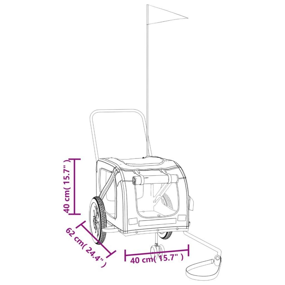 VIDAXL Remorque de velo pour animaux de compagnie rouge et noir