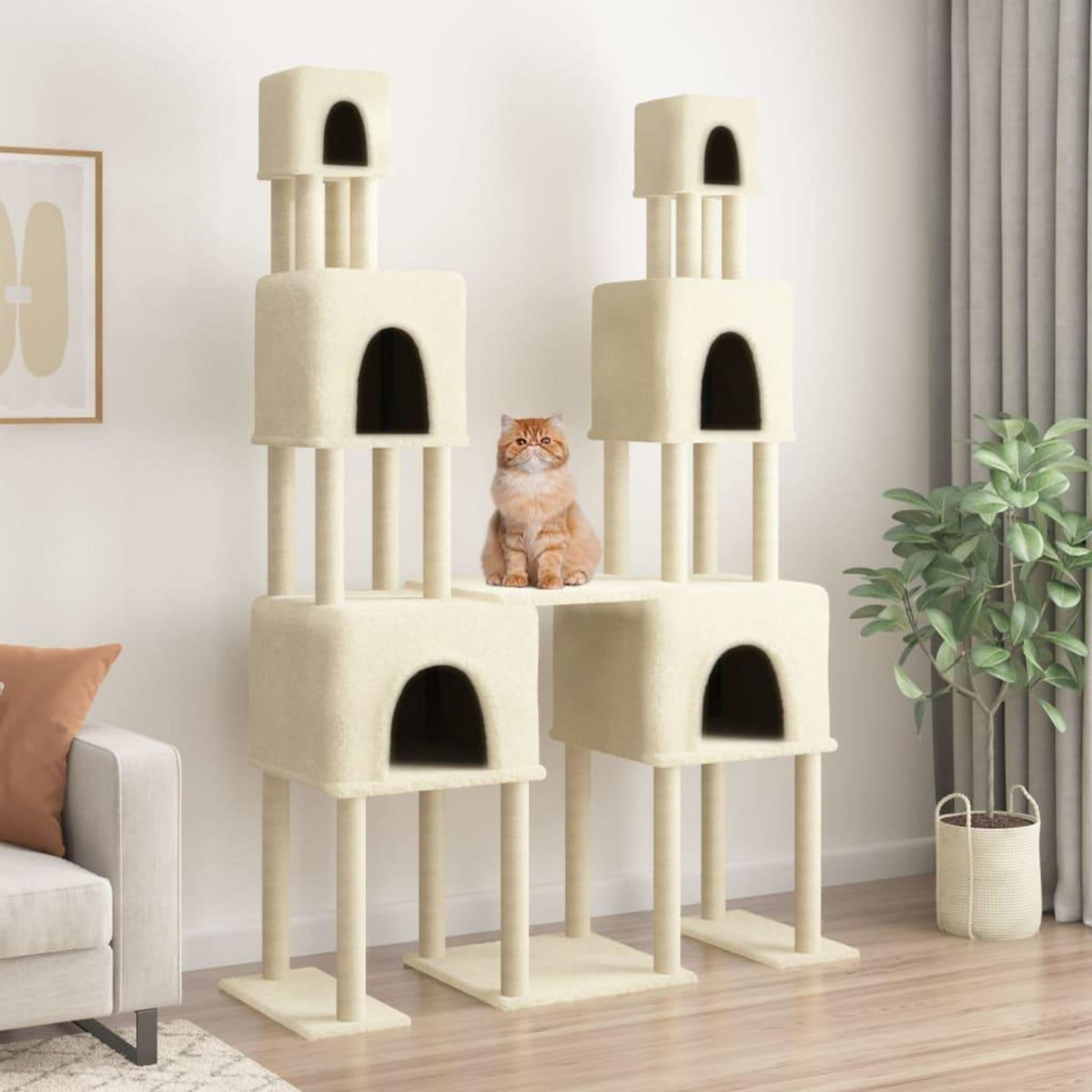 VIDAXL Arbre a chat avec griffoirs en sisal Creme 199 cm