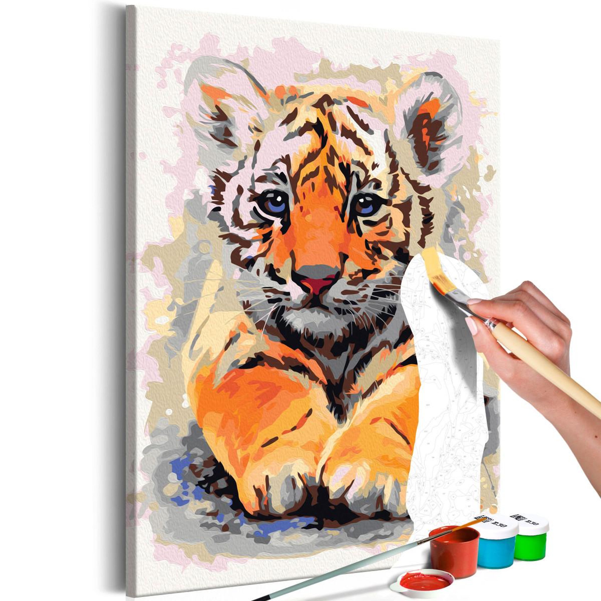 Voir la diapositive 1 : Paris Prix Tableau à Peindre Soi-Même  Bébé Tigre  40x60cm