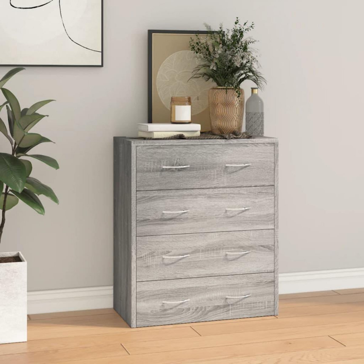 VIDAXL Buffet avec 4 tiroirs 60x30,5x71 cm Sonoma gris