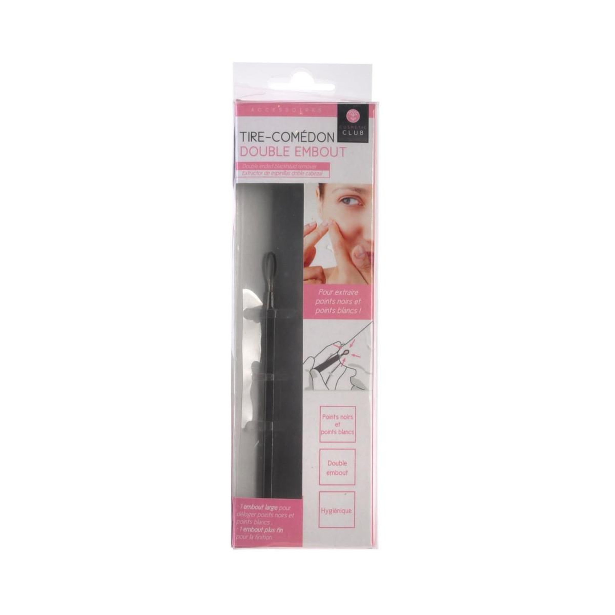 Cosmetic Club Tire-comédon  double embout  12cm gris