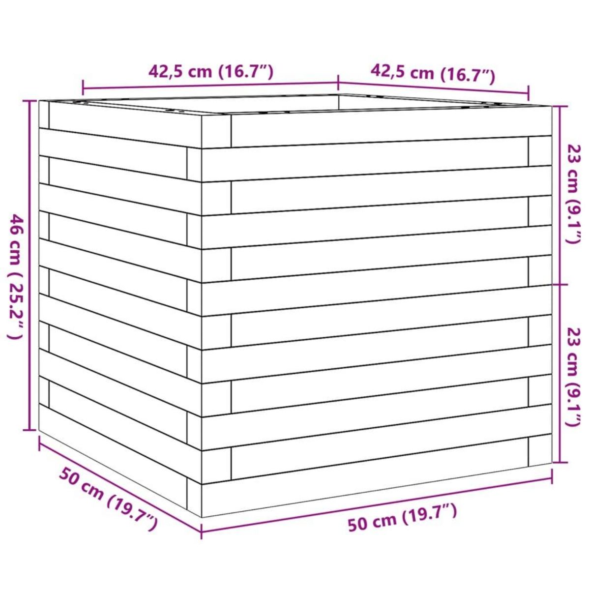 VIDAXL Jardiniere 50x50x46 cm bois massif douglas
