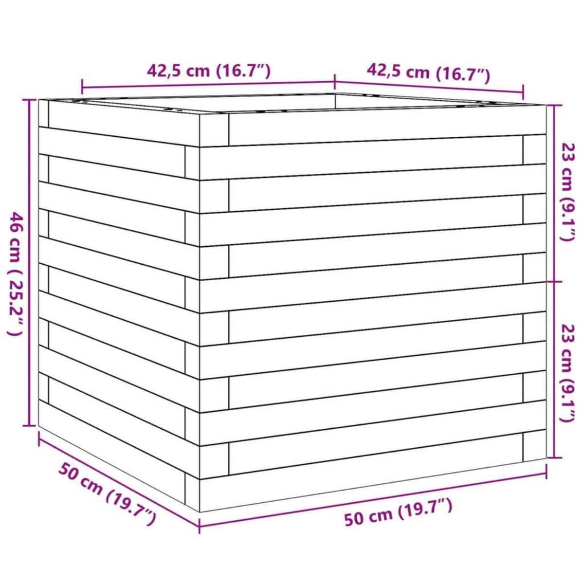 VIDAXL Jardiniere 50x50x46 cm bois massif douglas