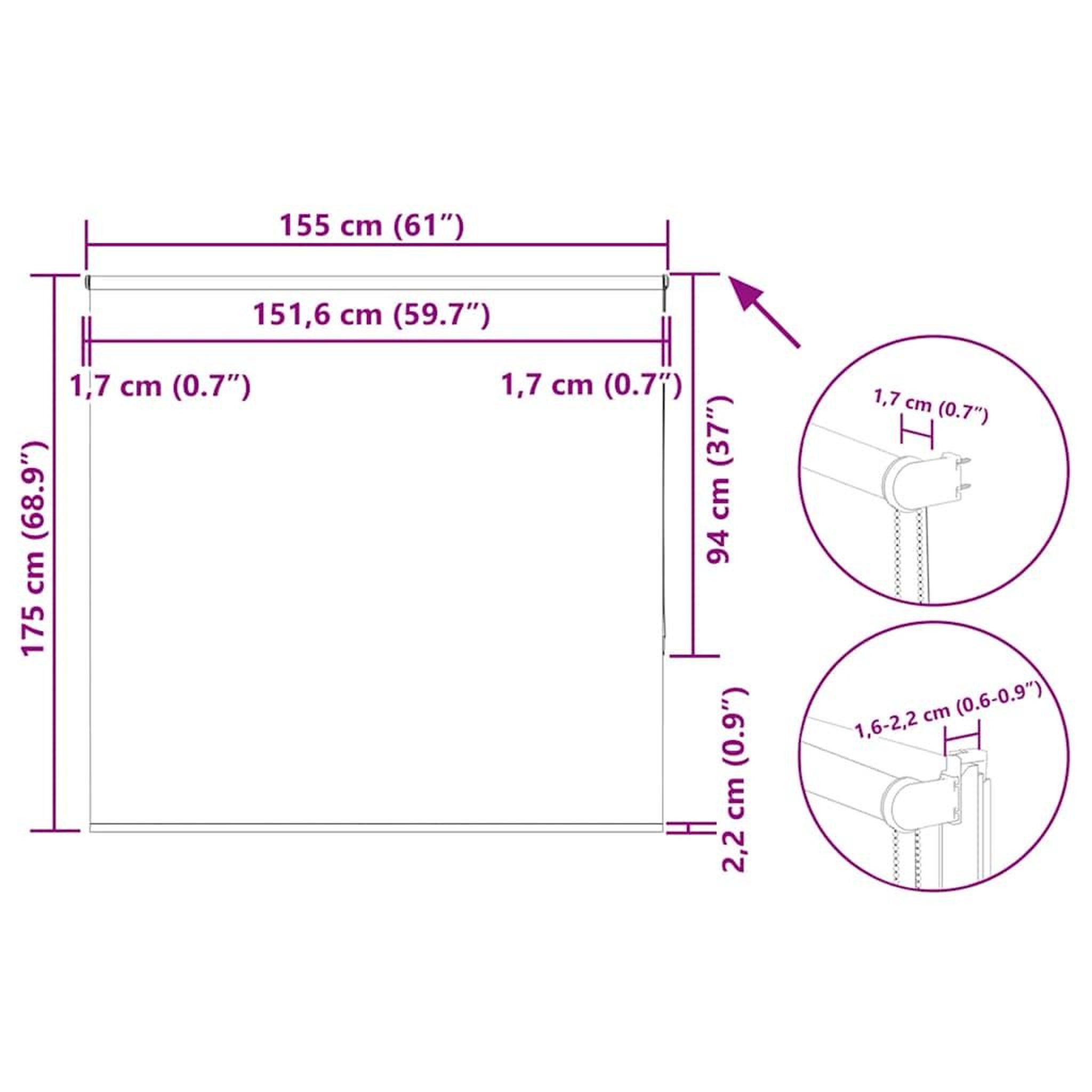 Voir la diapositive 6 : VIDAXL Store enrouleur occultant largeur du tissu 151,6 cm polyester