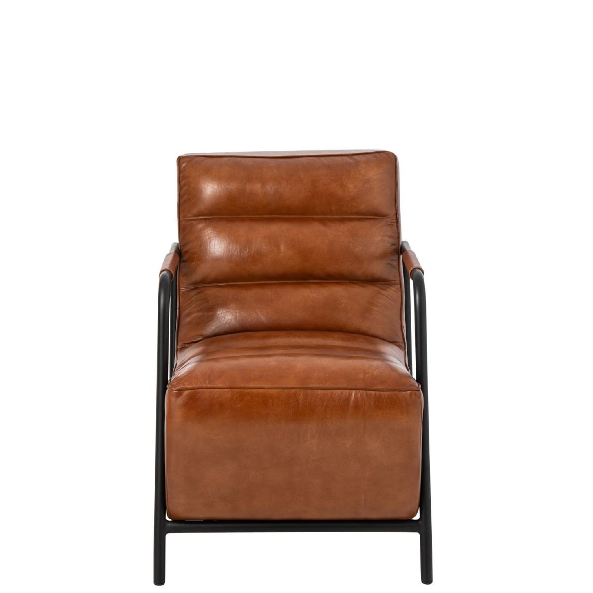 Voir la diapositive 2 : J-LINE Fauteuil design en cuir  austin  83cm camel