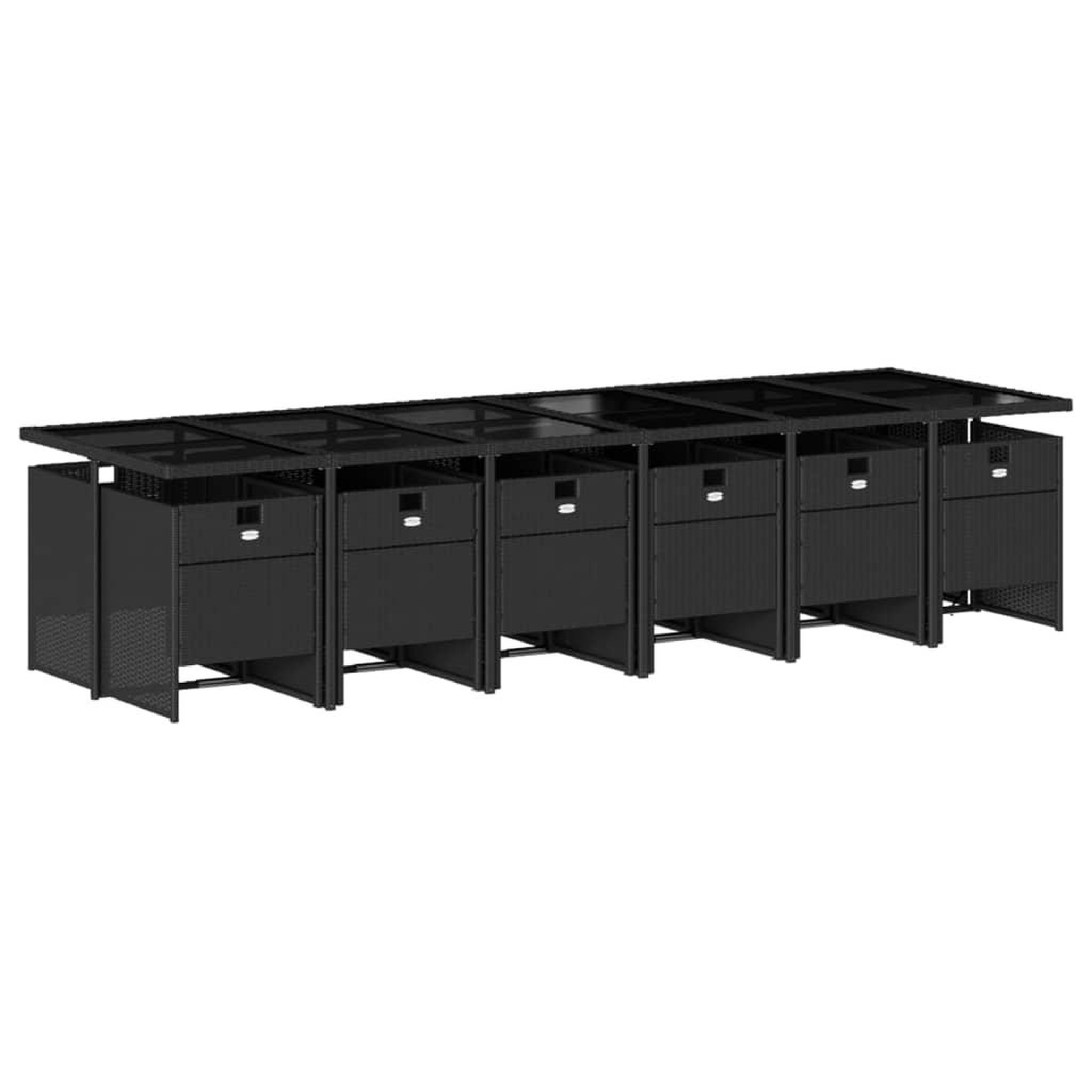 Voir la diapositive 3 : VIDAXL Ensemble a manger de jardin 13 pcs coussins noir resine tressee