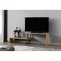 TOILINUX Meuble TV design industriel Ovit - L. 120 x H. 45 cm - Marron
