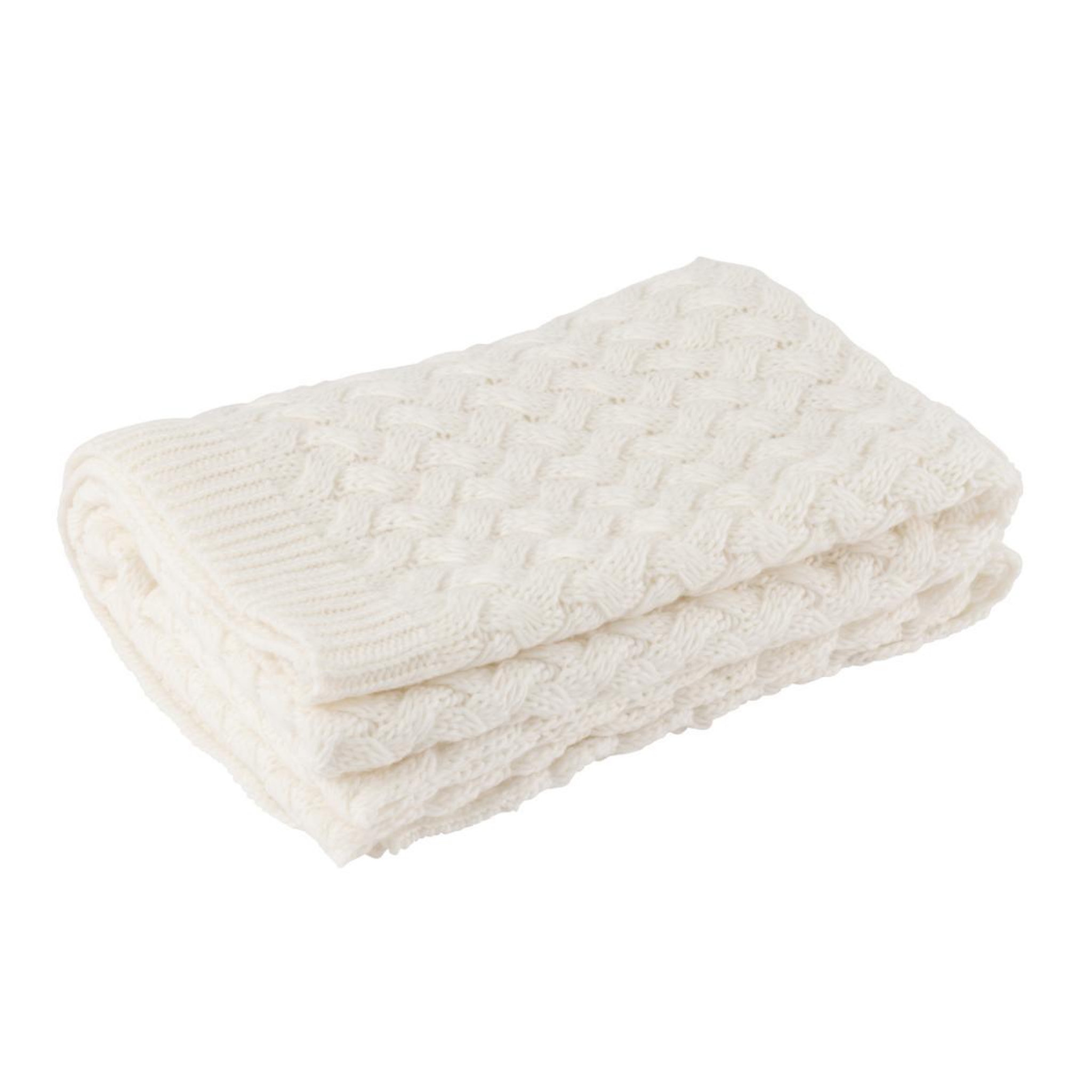 J-LINE Plaid uni  tricoté  130x180cm blanc