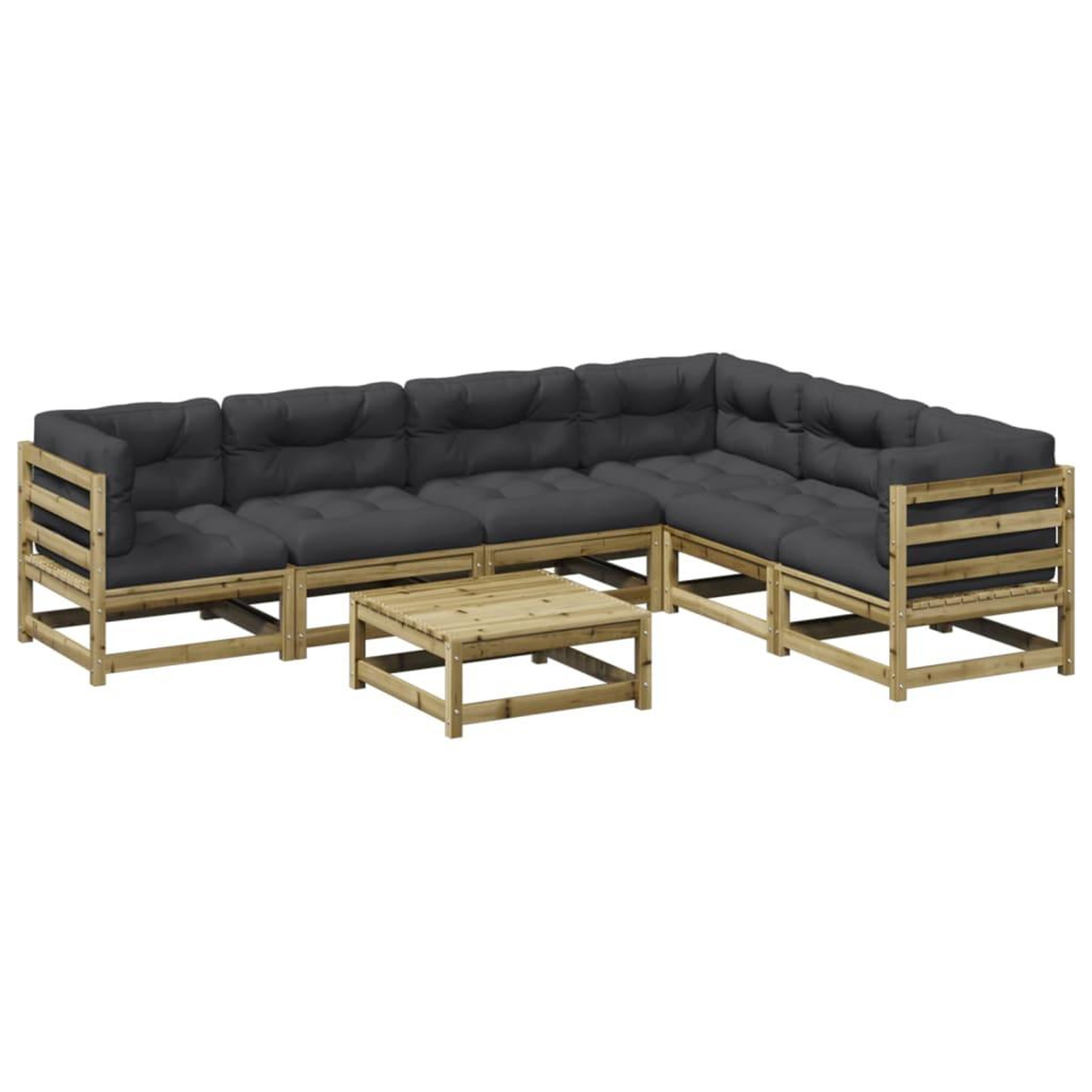 Voir la diapositive 2 : VIDAXL Salon de jardin 7 pcs avec coussins bois de pin impregne