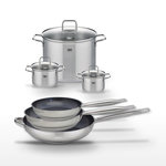 ELO Lot de 3 Poêles céramique 24/28/32 cm Elo Profi Therm Platinum et 3 Faitouts Elo Citrin