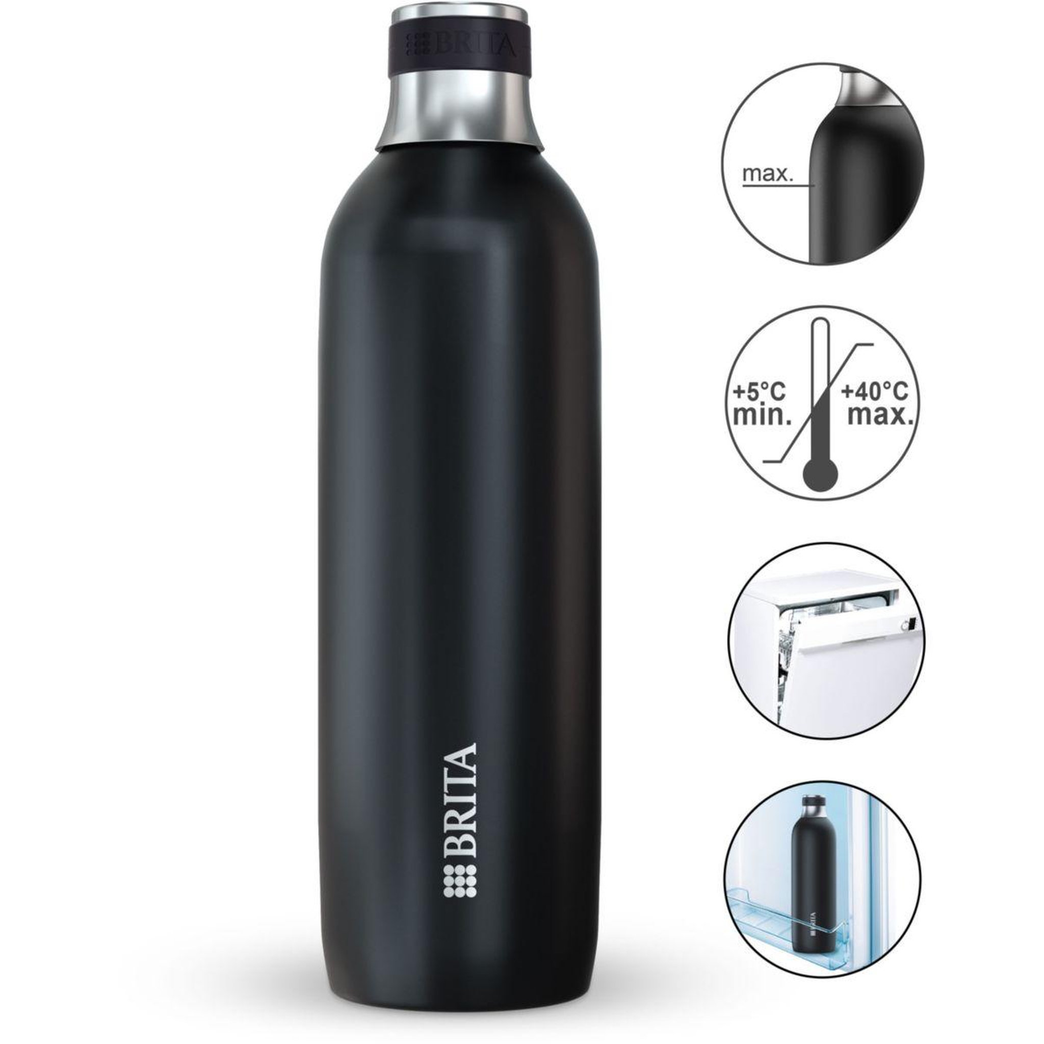 Voir la diapositive 3 : Brita Bouteille isotherme isotherme noire sodatrio 1litre