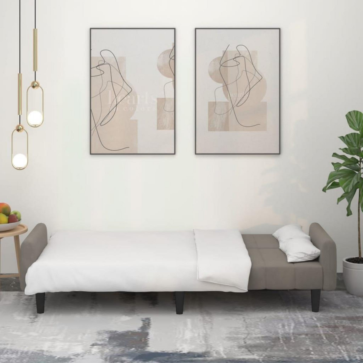 VIDAXL Canape-lit a 2 places gris clair velours