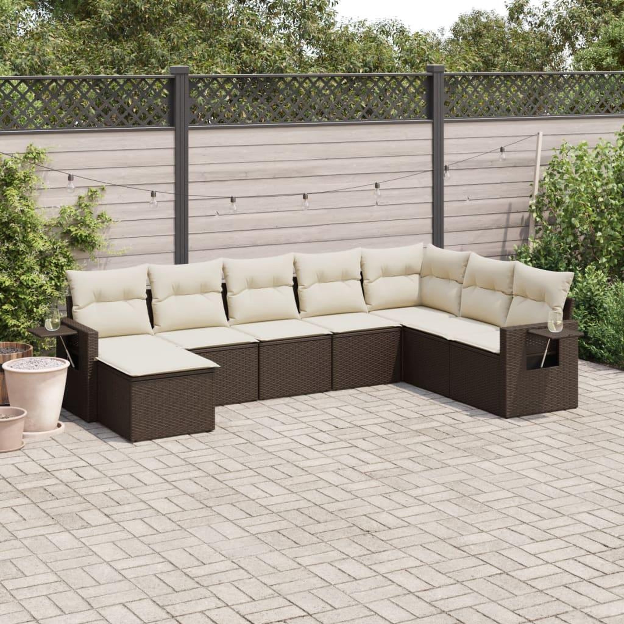 VIDAXL Salon de jardin 8 pcs avec coussins marron resine tressee