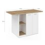 Voir la diapositive 6 : ID MARKET Ilot central BAO 140 cm 4 personnes bois blanc avec plan de travail façon hêtre