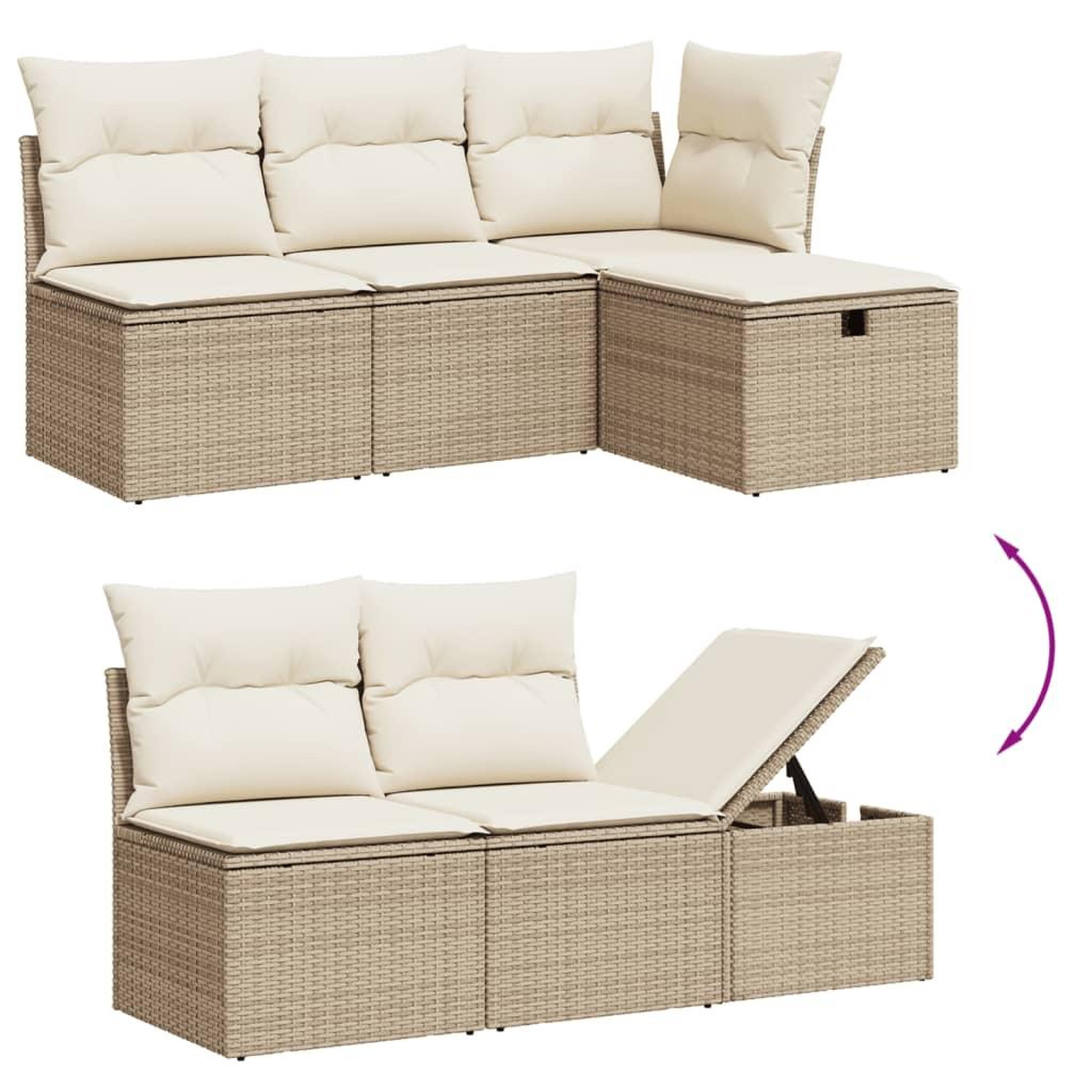 Voir la diapositive 3 : VIDAXL Salon de jardin 11 pcs avec coussins beige resine tressee