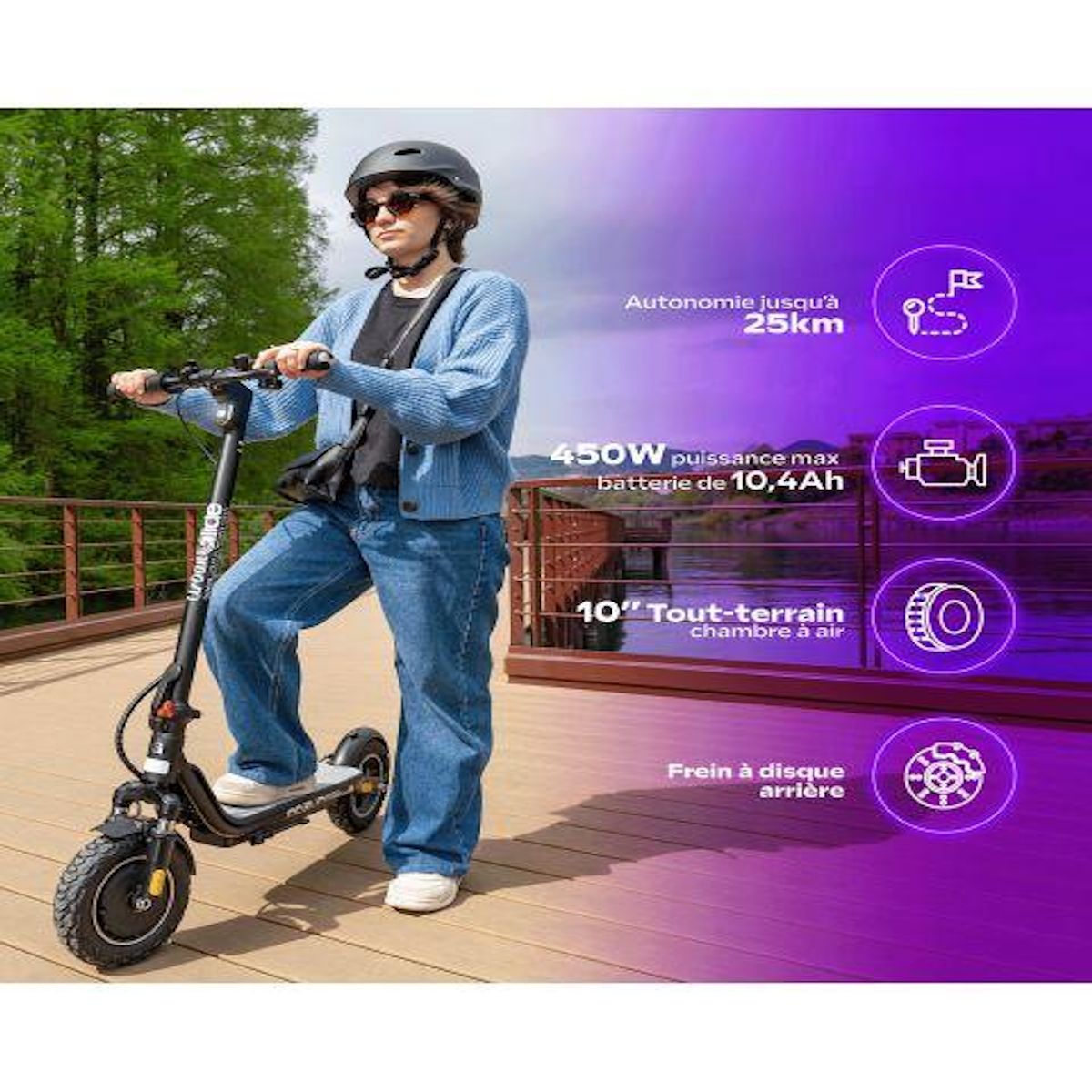 URBANGLIDE Trottinette Électrique UrbanGlide Ride 100 EVO – 25 km/h,  Autonomie 25 km