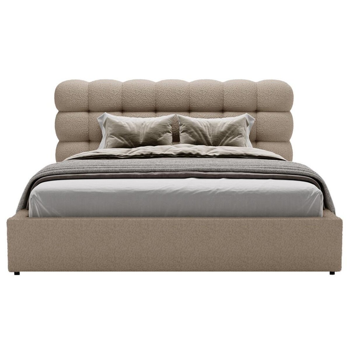 BEST MOBILIER Lotus - lit coffre - 140x200 cm - sommier inclus - en tissu bouclette