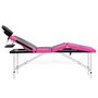 VIDAXL Table de massage pliable 4 zones Aluminium Noir et rose