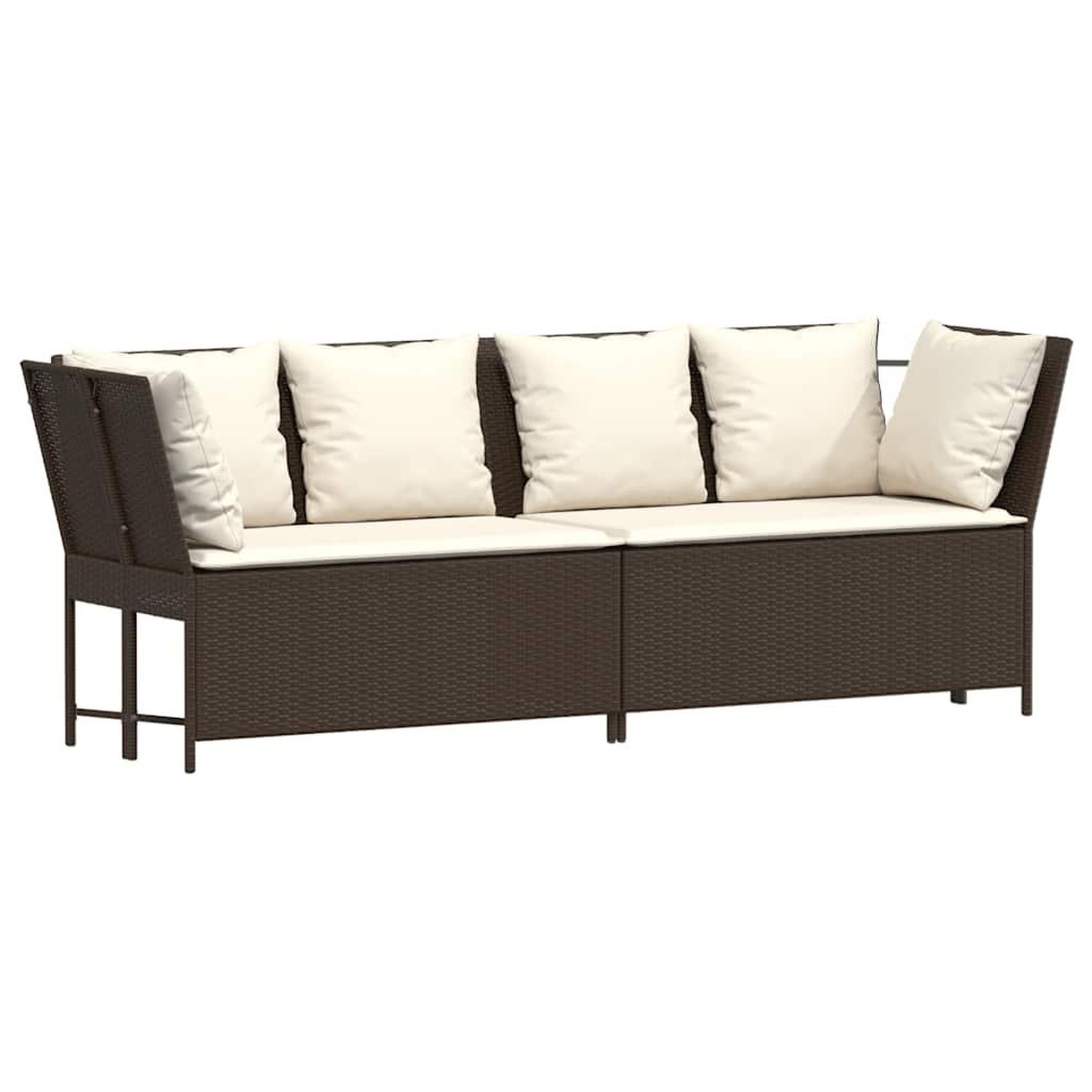 Voir la diapositive 2 : VIDAXL Canape de jardin avec coussins marron resine tressee