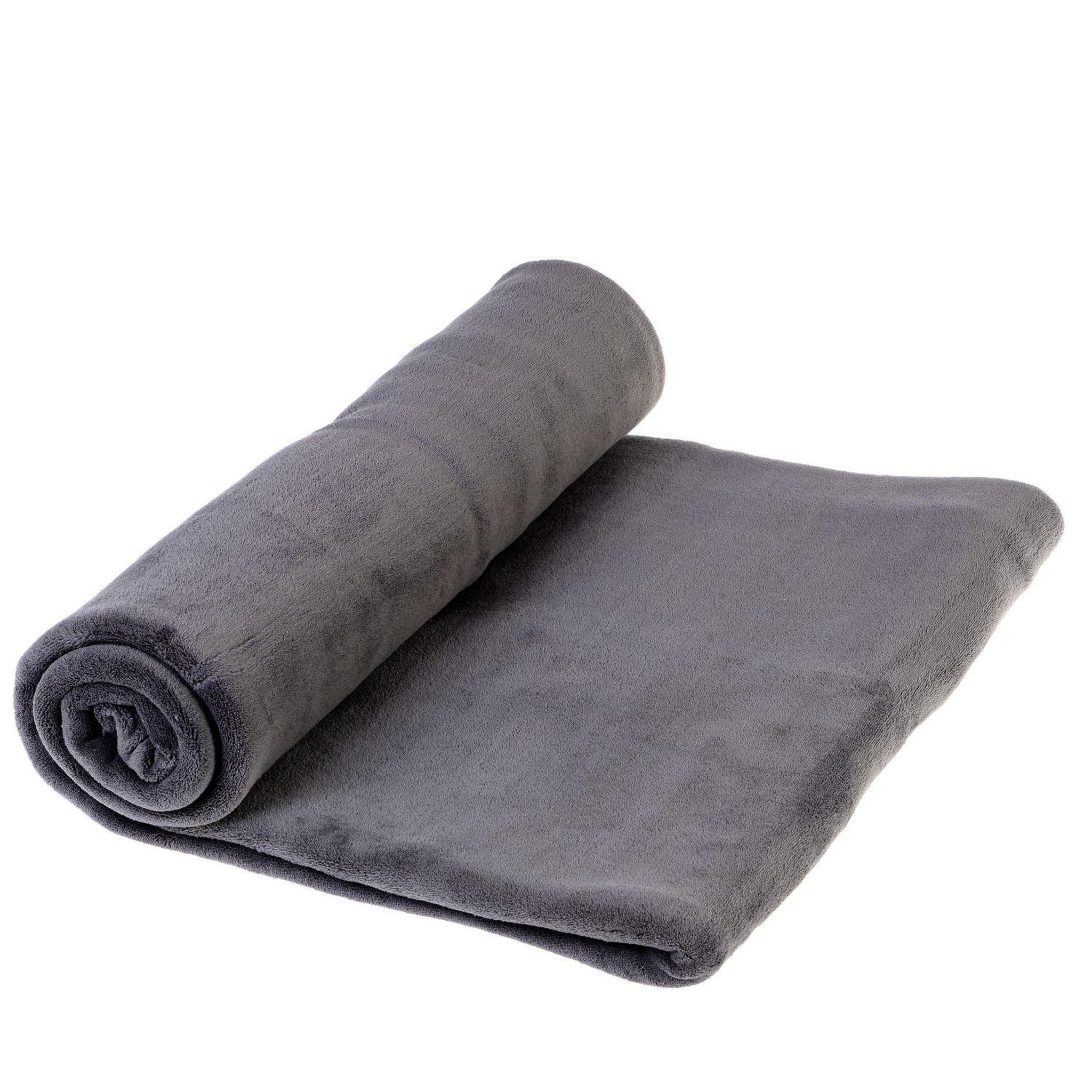 Voir la diapositive 2 : ATMOSPHERA Plaid en microfibre - 180 x 230 cm - gris