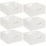 TOILINUX Lot de 6 Boîtes de rangement carrée en MDF - L. 31 x H. 15 cm - Blanc