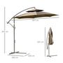 Voir la diapositive 3 : OUTSUNNY Parasol déporté octogonal inclinable manivelle Ø 2,65 x 2,45H m acier époxy polyester marron
